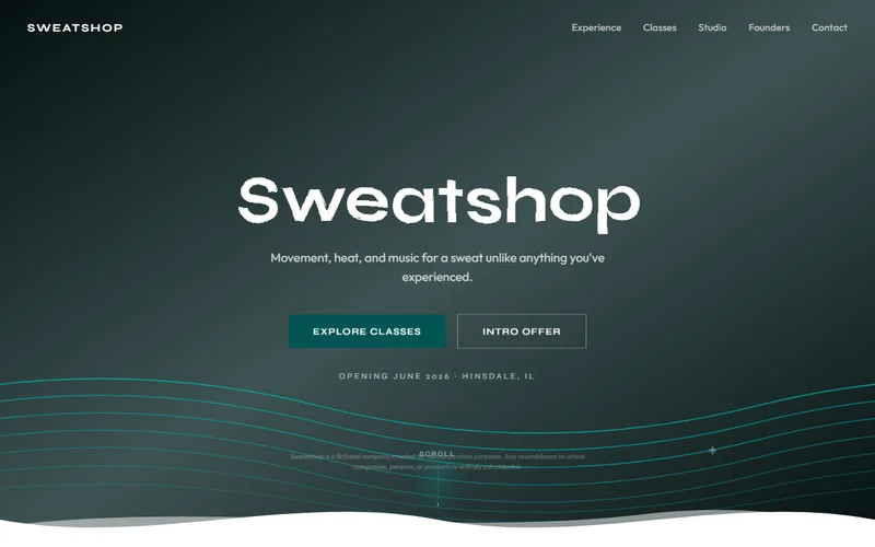 Sweatshop studio website screenshot